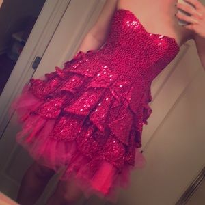 Betsey Johnson Pink Sequined Cocktail Dress Sz 2